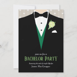 Convite para rosa verde de smoking do partido de s