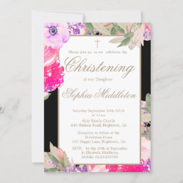 Convite para Rosas Florais de Christening ou Bapti