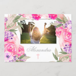 Convite para Rosas Florais de Foto da Primeira Com