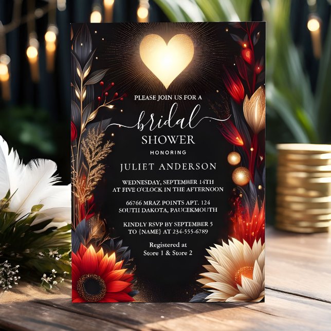 Convite Para Ruby Claret White Heart Red Chá de panela (Criador carregado)