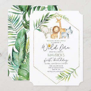 Convite para Safari na Selva de Aniversário de 1 a