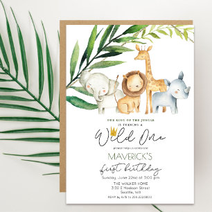 Convite para Safari na Selva de Aniversário de 1 a