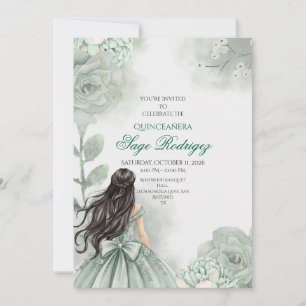 Convite para Sage Green Quinceañera