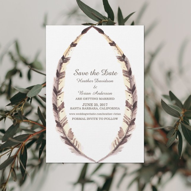 Convite para Salvar a Data com Borda de Penas (Criador carregado)