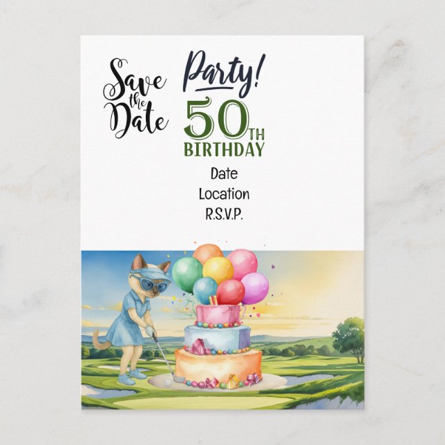 Convite para salvar a data da festa de 50 anos de  (Frente)