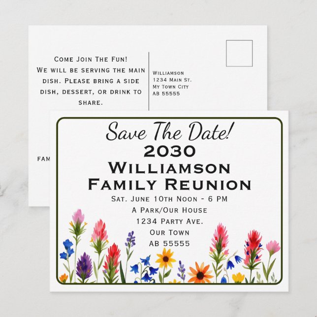 Convite para Salvar a Data do Reencontro da Famíli (Frente/Verso)