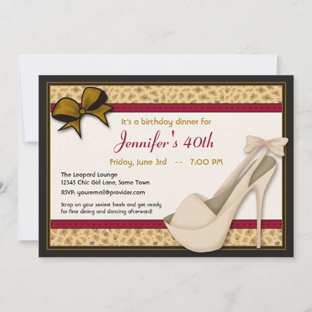 Convite para Saucy Tan Heels e Leopard - Dourado v (Frente)