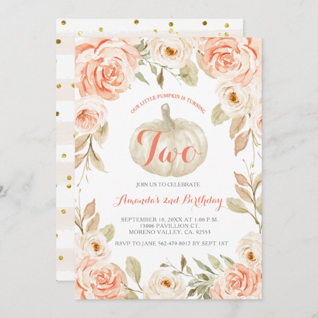 Convite para segundo aniversário de Abóbora de Out (Frente/Verso)