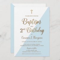 Convite para segundo aniversário de Batismo Dourad