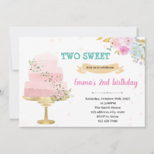 Convite para segundo aniversário de Bolo