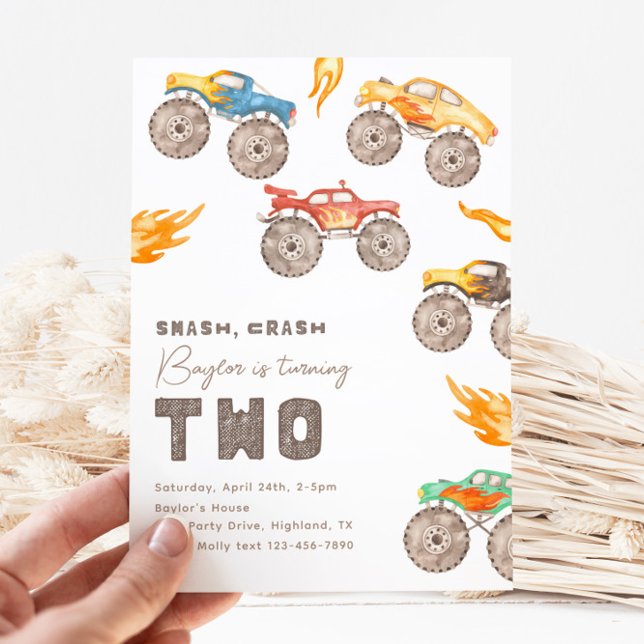 Convite para segundo aniversário de Caminhão Monst (Criador carregado)