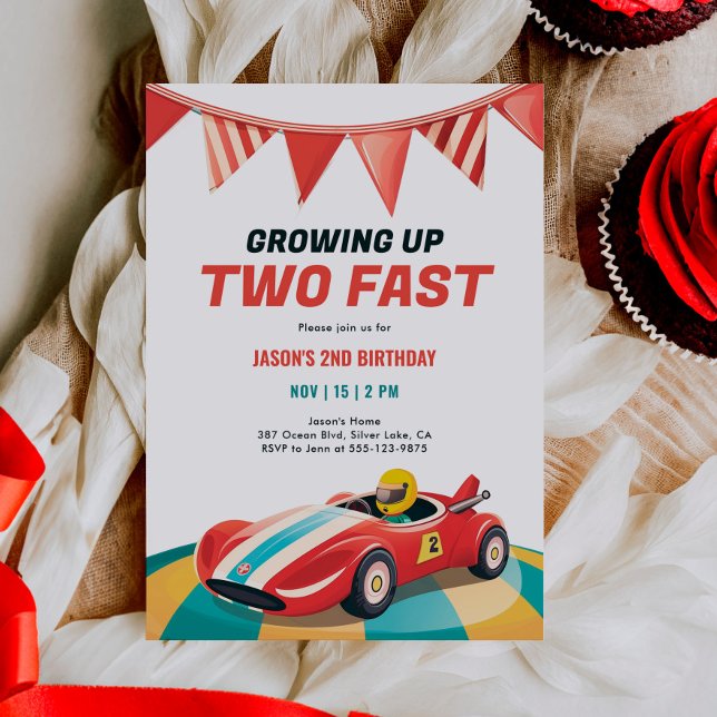 Convite para segundo aniversário de Carro Rápido (Criador carregado)