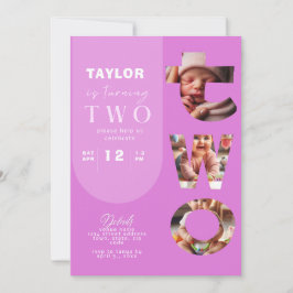 Convite para segundo aniversário de Colagem de Fot