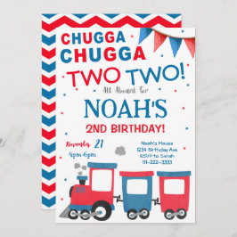 Convite para segundo aniversário de comboio azul v