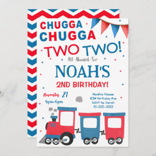 Convite para segundo aniversário de comboio azul v