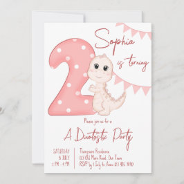 Convite para segundo aniversário de dinossauro beb