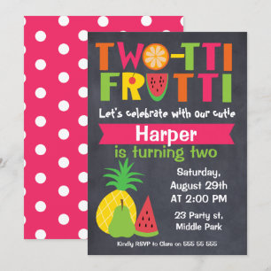 Convite para segundo aniversário de dois-tti Frut