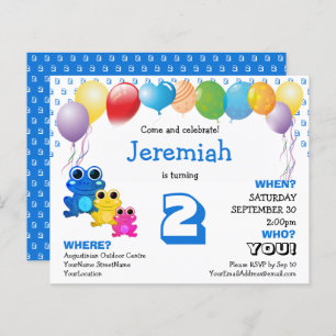 Convite para segundo aniversário de Meninos Azuis 