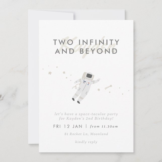 Convite para segundo aniversário Espacial para Cri (Frente)