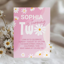 Convite para segundo aniversário Groovy Daisy