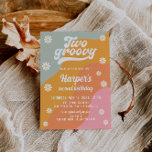 Convite para segundo aniversário Retro Daisy em Do<br><div class="desc">Este é um segundo cartão de convite de aniversário de "dois ranhuras" com uma paleta de cores retrorreflectoras. Selecione "personalizar este modelo" para editar a maioria dos textos. Se for necessário fazer mais edições, como a cor do plano de fundo, as cores do texto e mais, selecione "personalizar mais" na...</div>