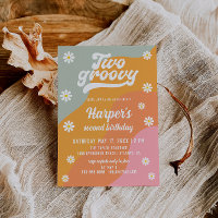 Convite para segundo aniversário Retro Daisy em Do