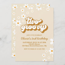 Convite para segundo aniversário Retro Daisy em Do