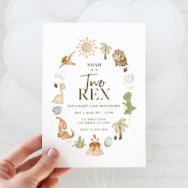 Convite para segundo aniversário Rex Dinossaur