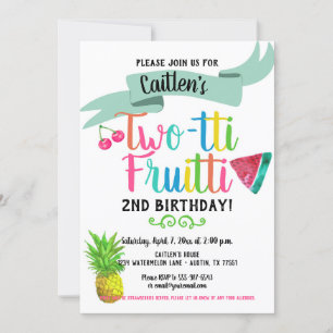 Convite para segundo aniversário Twotti Fruitti
