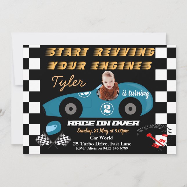 Convite para segundos aniversários de automóveis (Frente)