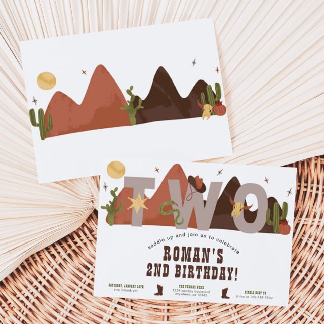 Convite para segundos aniversários de cowboy ocide (Criador carregado)