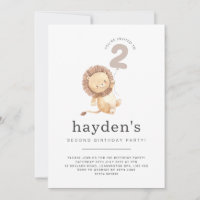 Convite para segundos aniversários de Lion Balloon