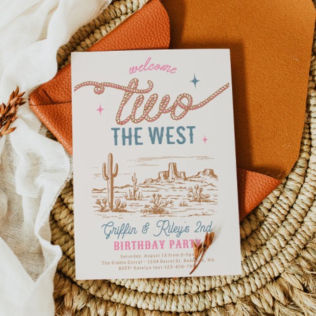 Convite para segundos aniversários Gêmeos Ocidenta (Criador carregado)