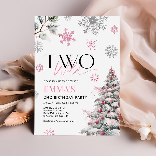 Convite para segundos aniversários Rosa, Dois Aniv (Criador carregado)