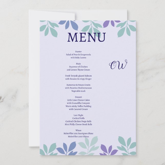 Convite Para Sempre Começa Aqui: Um Menu Casamento (Frente)