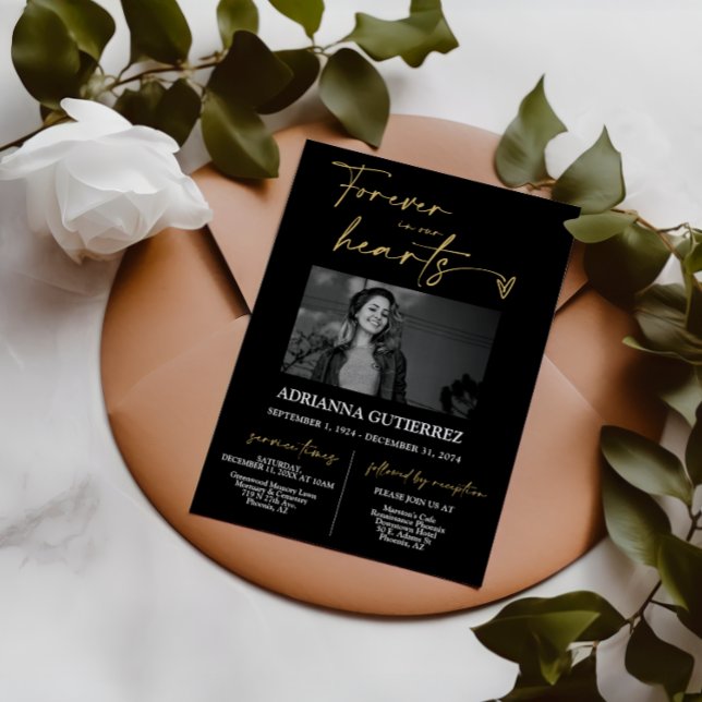 Convite Para sempre no nosso coração Memorial Dourado Fune (Criador carregado)