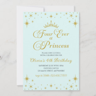 Convite Para Sempre uma Princesa Real 4º Aniversário