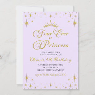 Convite Para Sempre uma Princesa Real 4º Aniversário