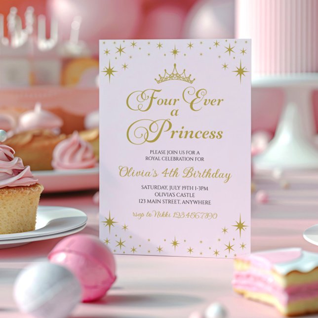 Convite Para Sempre uma Princesa Real 4º Aniversário (Criador carregado)
