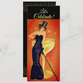 Convite para Senhora de Champanhe Pintada para Cel