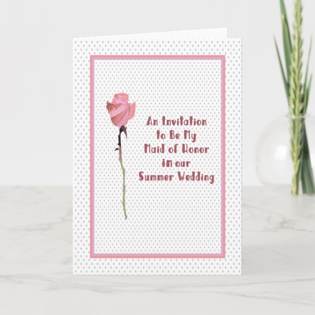 Convite para ser Madrinha de casamento Rosa Rosa B (Frente)