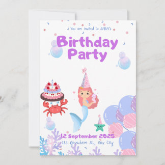convite para sereias aniversário de Sara
