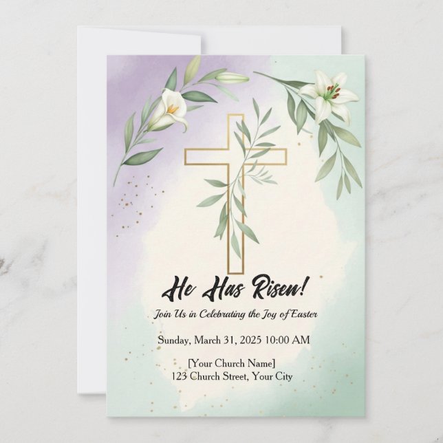 Convite para Serviço de Páscoas Religiosa (Frente)