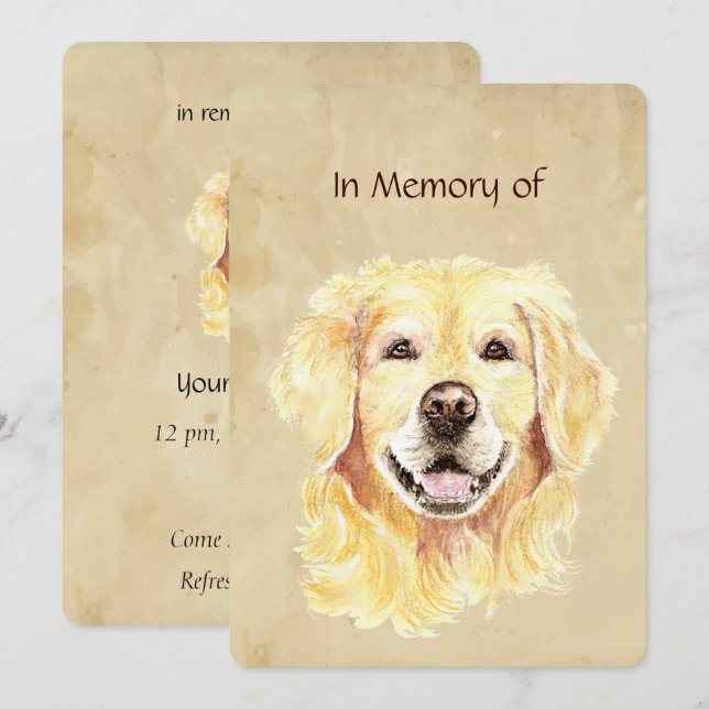 Convite para Serviço Memorial Cachorro Golden Retr (Frente/Verso)