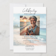 Convite para Serviço Memorial de Funeral na Praia