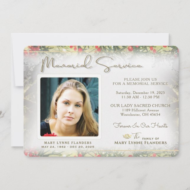 Convite para Serviço Memorial de Natal Golden Holi (Frente)