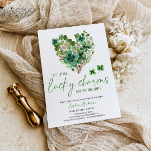 Convite para Shamrock do Chá de fraldas Gêmeo Sort