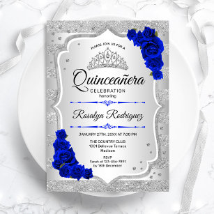 Convite para Silver Royal Blue Quinceanera