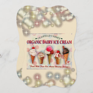 Convite para sinal de parlor do sorvete Vintage