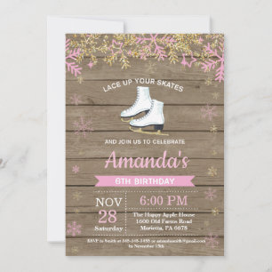 Convite para Skate Rosa de Festa de aniversário de